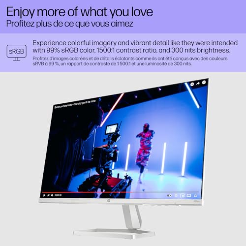 HP Series 5 24 inch FHD Monitor, Full HD Display (1920 x 1080), IPS panel, 99% sRGB, 1500:1 contrast ratio, 300 nits, Eye Ease with Eyesafe certification, 524sw (2024)