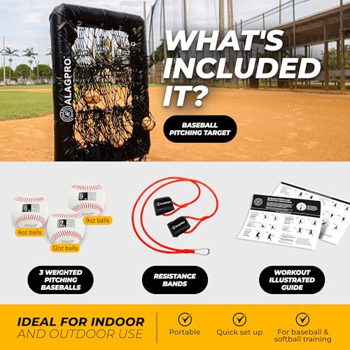 ALAGPRO® The Original 9 Hole Pitching Net with Strike Zone Pocket | Pitching Target for Baseball & Softball Pitchers