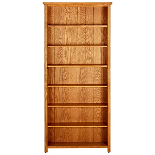7-Tier Bookcase 35.4"x8.9"x78.7" Solid Oak Wood,> Classic Wooden Bookcase with 7 Shelves for Timeless Display and Storage Bookcases & Standing Shelves