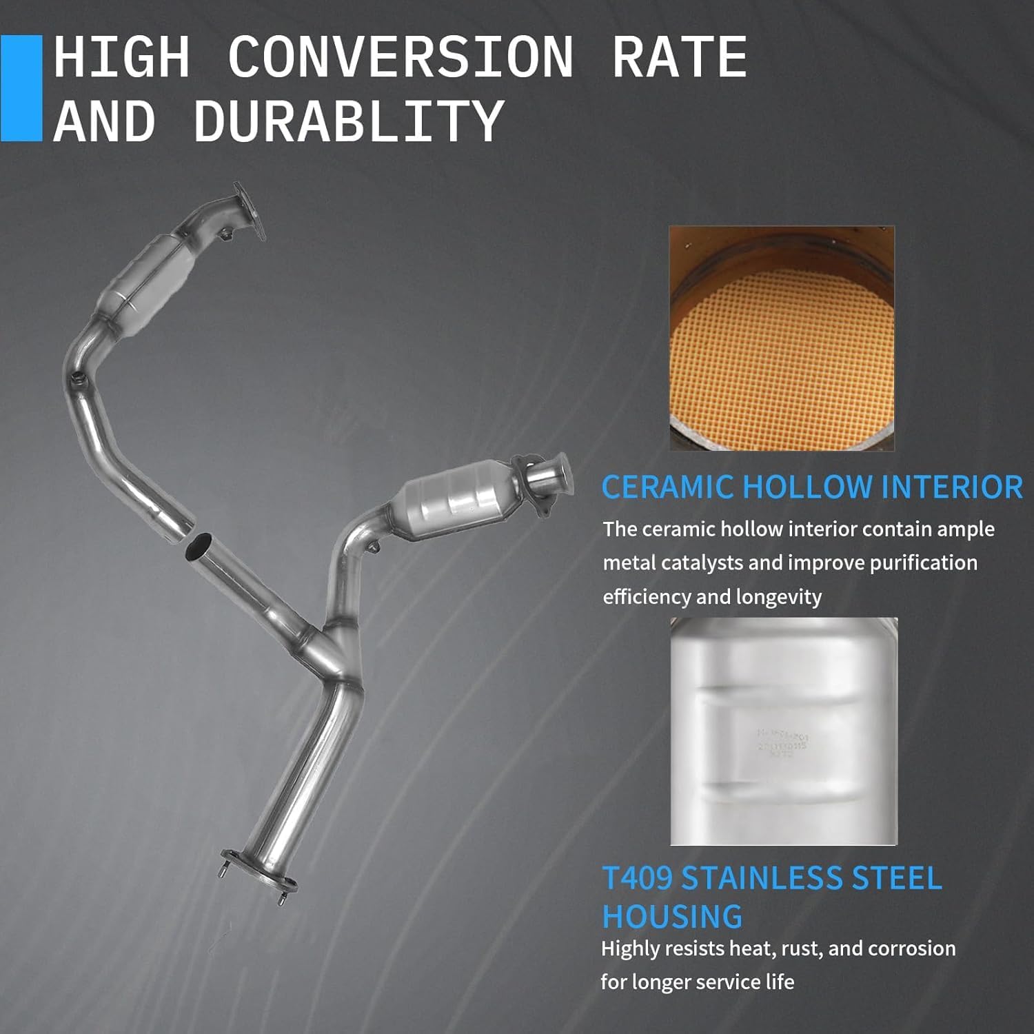 High Flow Catalytic Converter Compatible with Chevrolet Silverado 1500 Suburban 1500 Avalanche Tahoe/GMC Sierra 1500 Yukon 2007-2008 50469