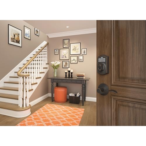 Schlage BE365 CAM 609 Camelot Keypad Deadbolt, Electronic Keyless Entry Lock, Antique Brass