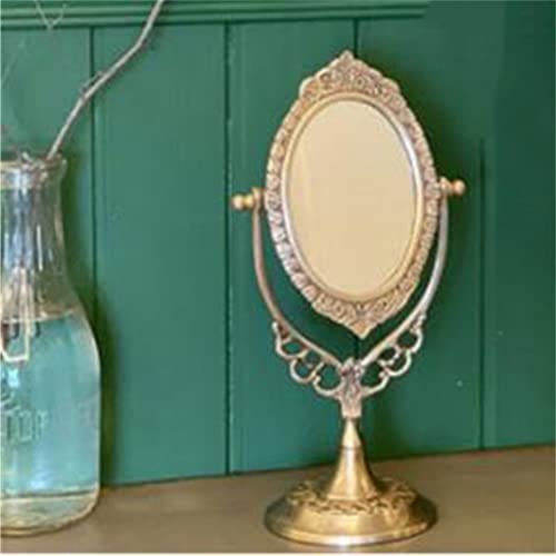 MADALIANO European Style Retro Brass Handle Mirrors Desktop Dressing Mirrors Desktop Makeup Mirrors Gift