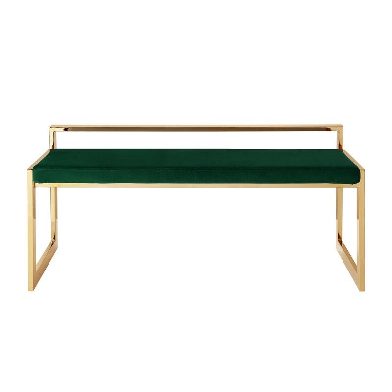 Posh Living Camilo Velvet Bench Green/Gold