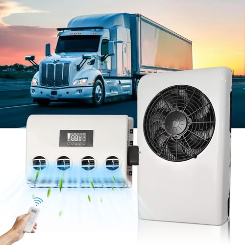 800W A/C 12 Volt DC Air Conditioner Split 800W Ac Unit for Truck Parking, 12V Air Conditioner, Quiet Fast Cooling for Semi-Truck, Van, Pickup, Motorhome, RV, 800W Ac
