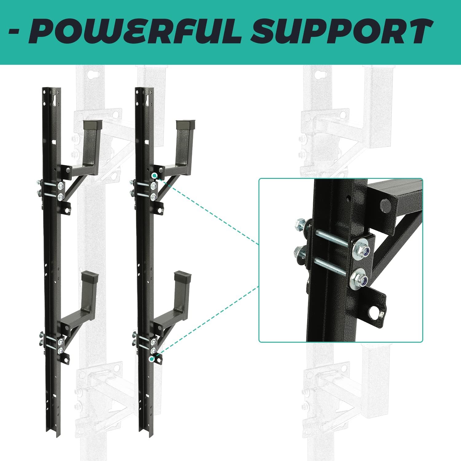 Kojem Adjustable Trailer Ladder Rack Universal Side Mount Trailer Ladder Rack Adjustable Fit for Enclosed Trailer Exterior Side Wall (Carry 2 Ladders)