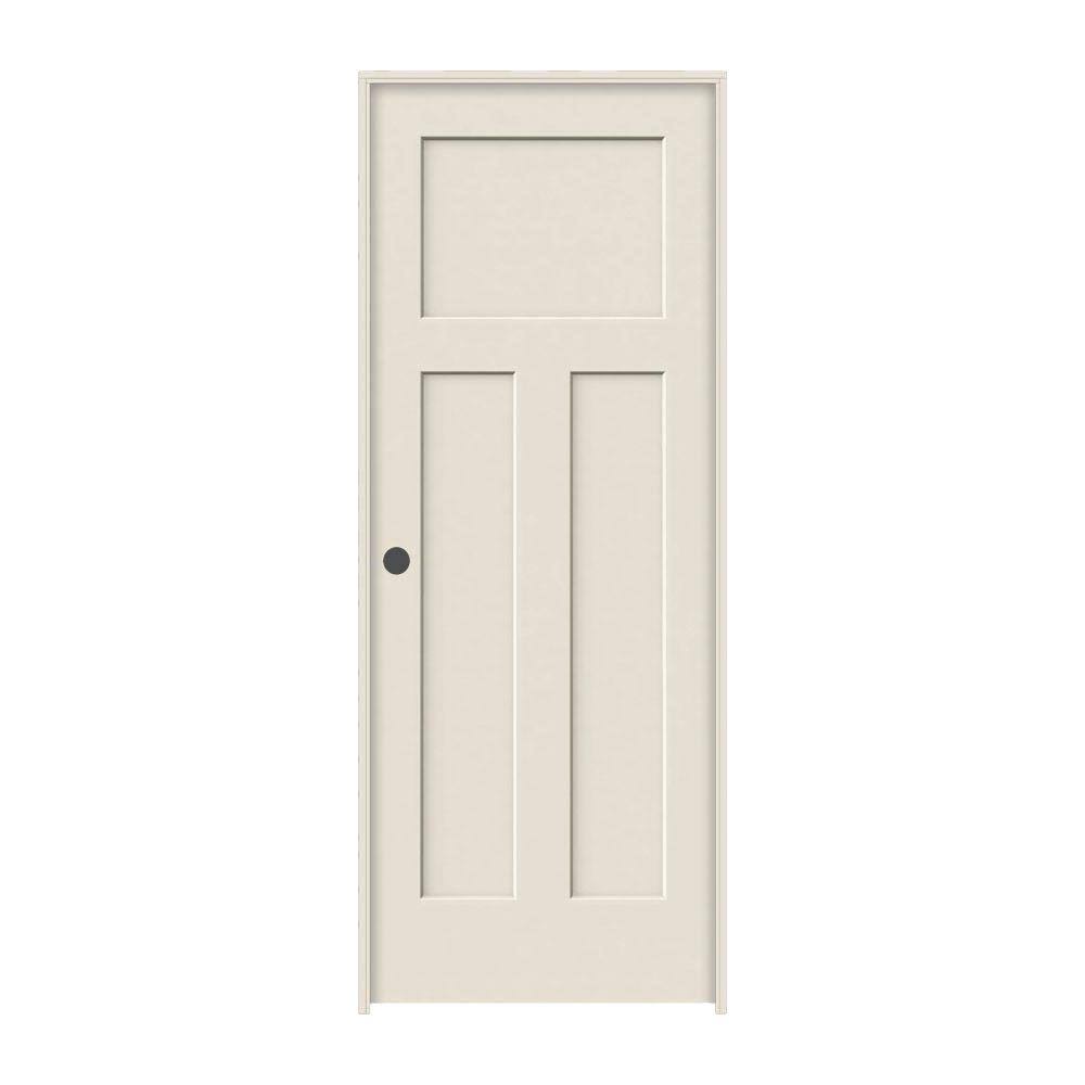 JELD-WEN 36 in. x 80 in. Craftsman Primed Right-Hand Smooth Solid Core Molded Composite MDF Single Prehung Interior Door