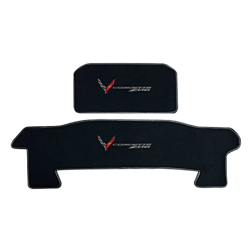 Lloyd Mats Heavy Duty Premium Black Binding with White Thread Carpeted Floor Mats for Corvette C8 2023-ON LogoMats - 2PC - Fronts
