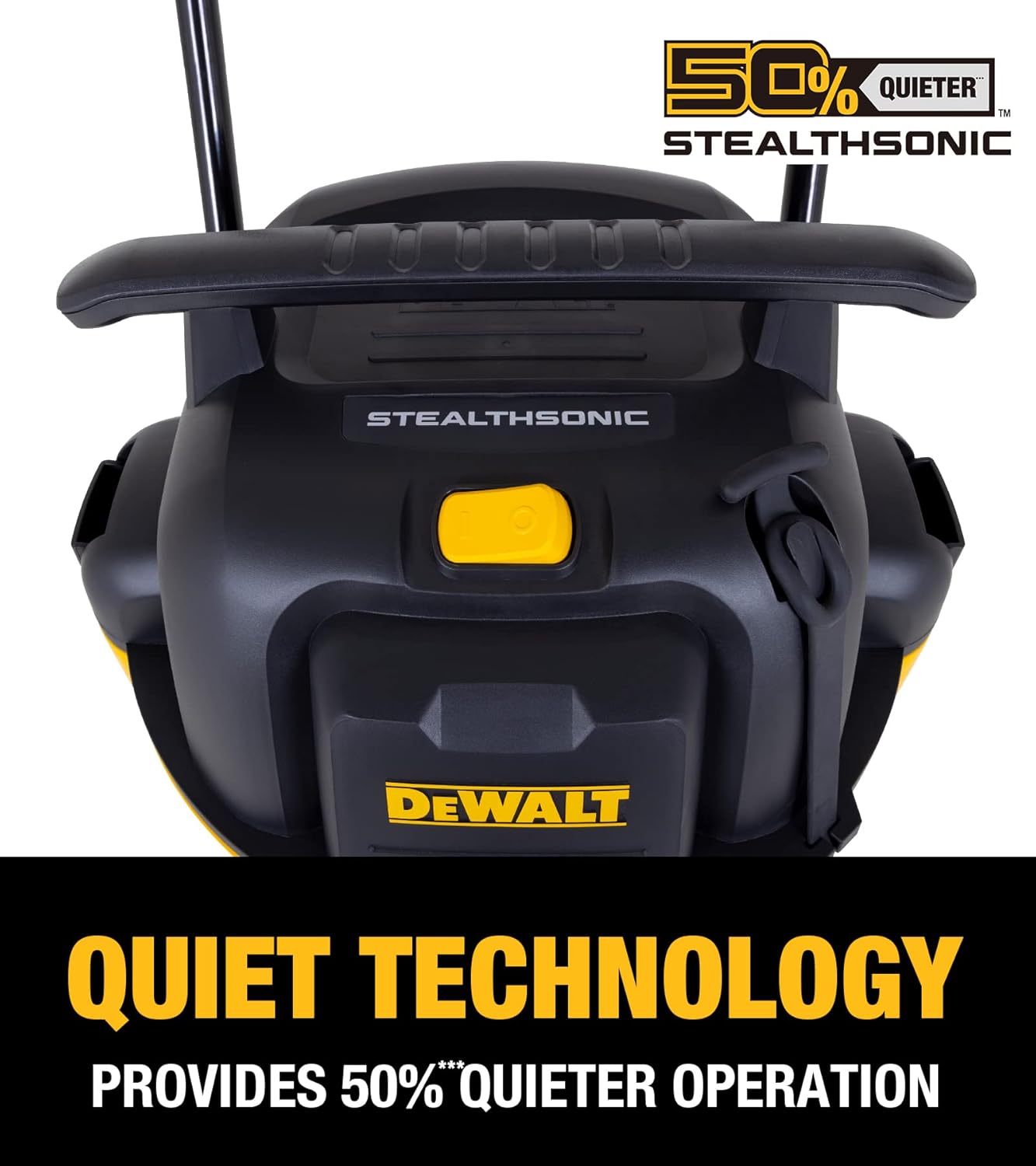 DEWALT 16 Gallon STEALTHSONIC Poly Wet/Dry Vacuum, DXV16P-QTA Newest Noise Reduction Vac, Heavy Duty Shop Vacuum for Jobsite/Workshop, Reduce Motor Noise, Yellow