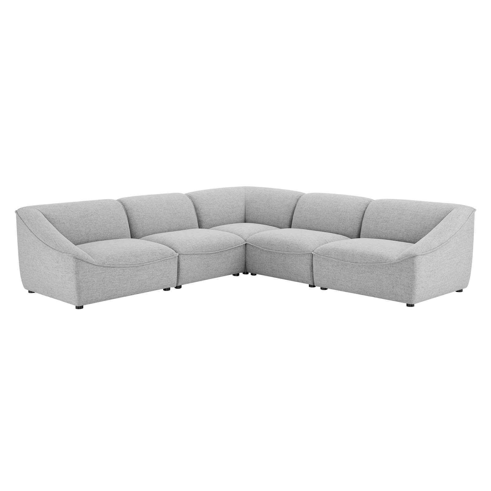 Modway Comprise 5-Piece Sectional Sofa in Light Gray