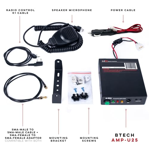BTECH AMP-U25 Amplifier | 20-40W Power Boost for UHF (400-480MHz) | Compatible with Handheld Radios | Amplifies Analog and Digital Modes | Ideal for Mobile, Field, & Home Use