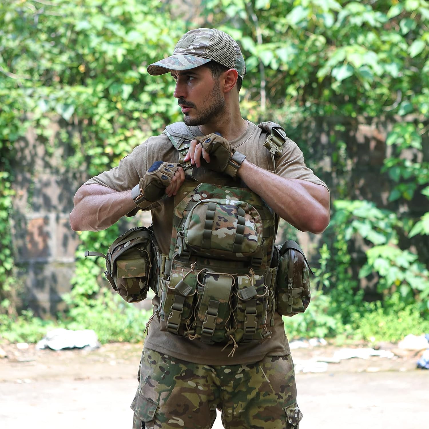 Akmax.cn Military Modular Assault Vest System Compatible with 3 Day Tactical Assault Backpack, OCP Camouflage