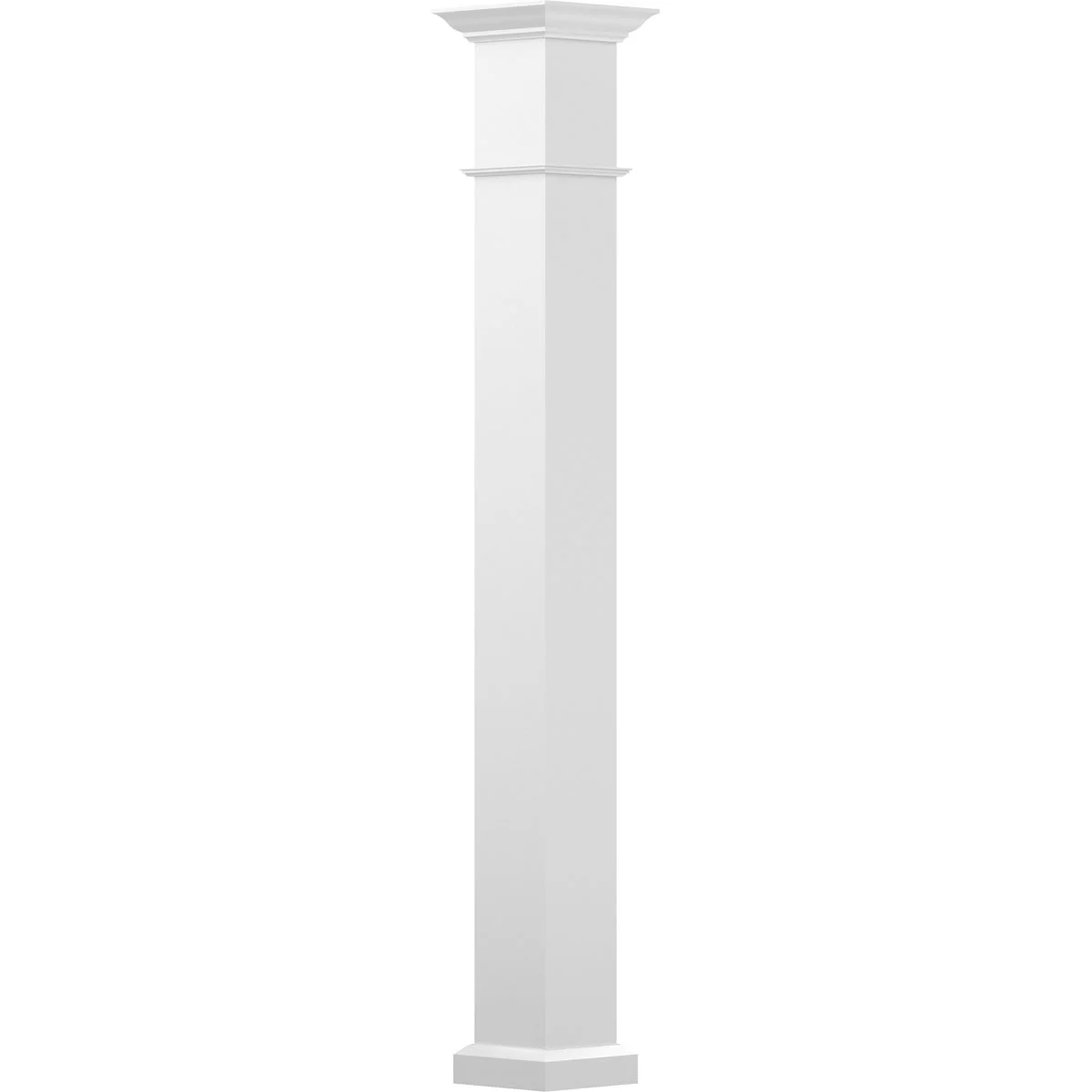 6" x 9' Endura-Aluminum Wellington Style Column, Square Shaft (Load-Bearing 12,000 lbs), Non-Tapered, Gloss White Finish w/ Capital & Base