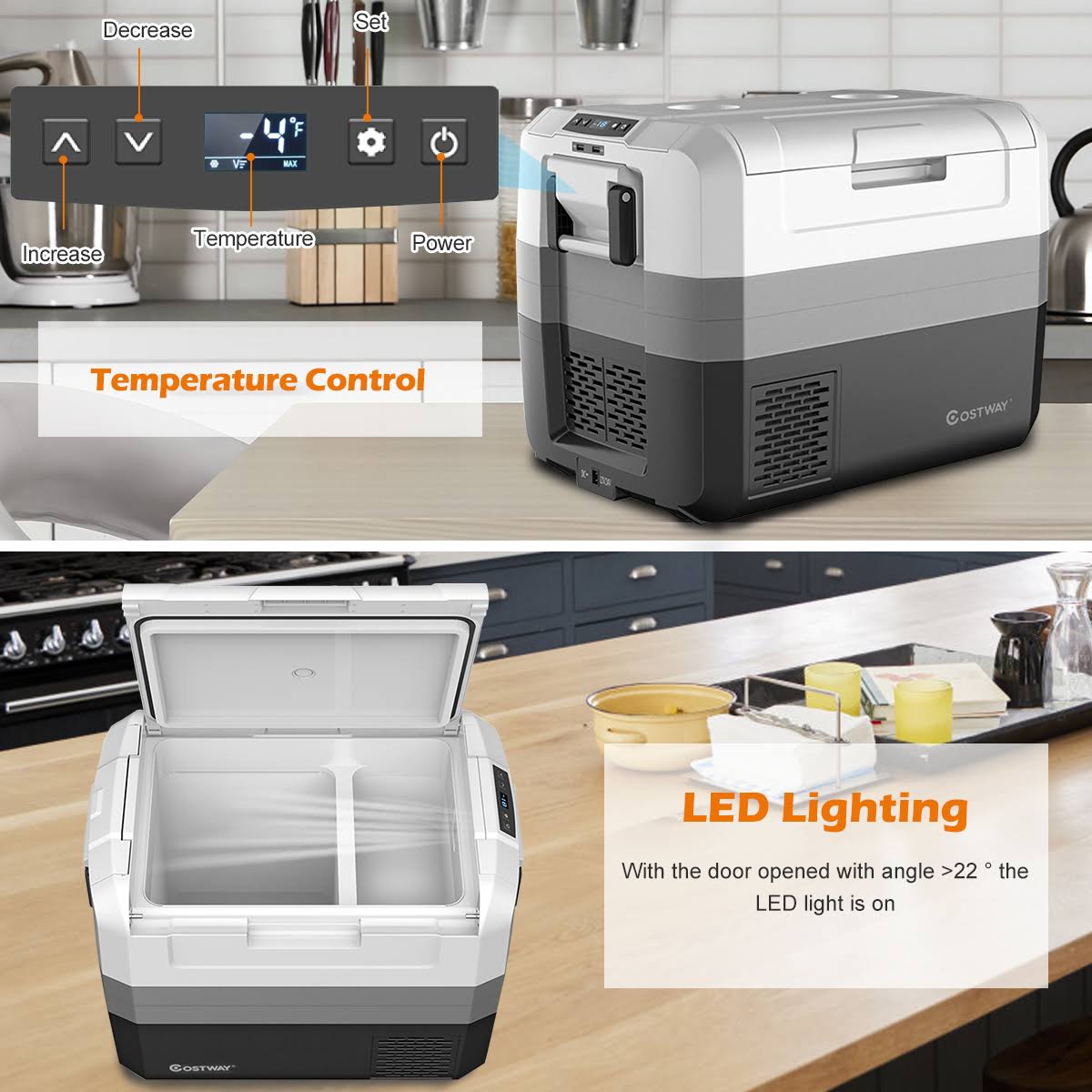 Costway 58 Quart Portable Electric Car Cooler Refrigerator Compressor Freezer Camping