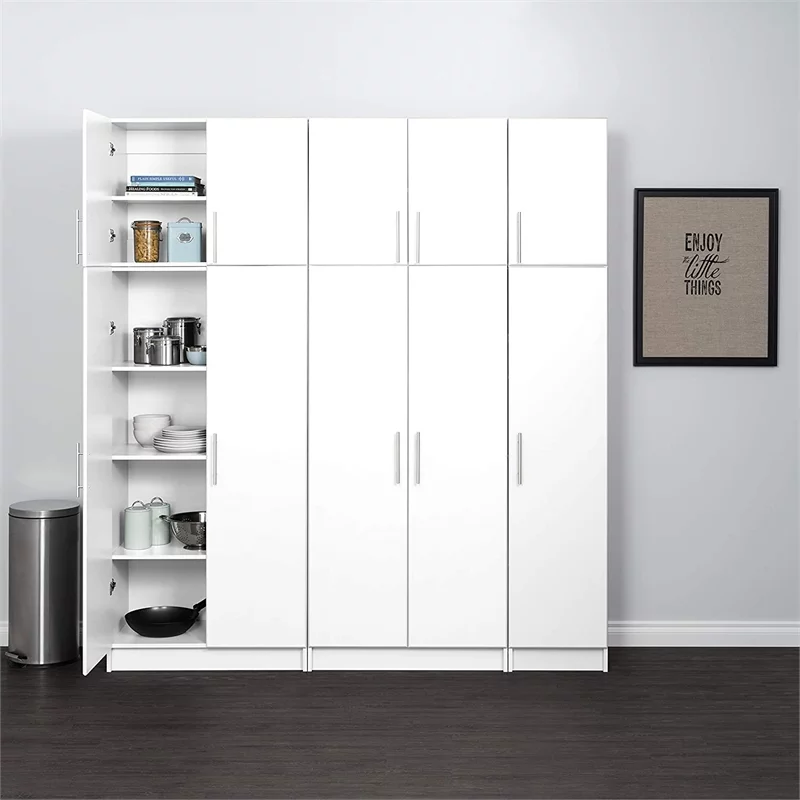 Kingfisher Lane Modern Storage 16" Wood Broom Cabinet in White