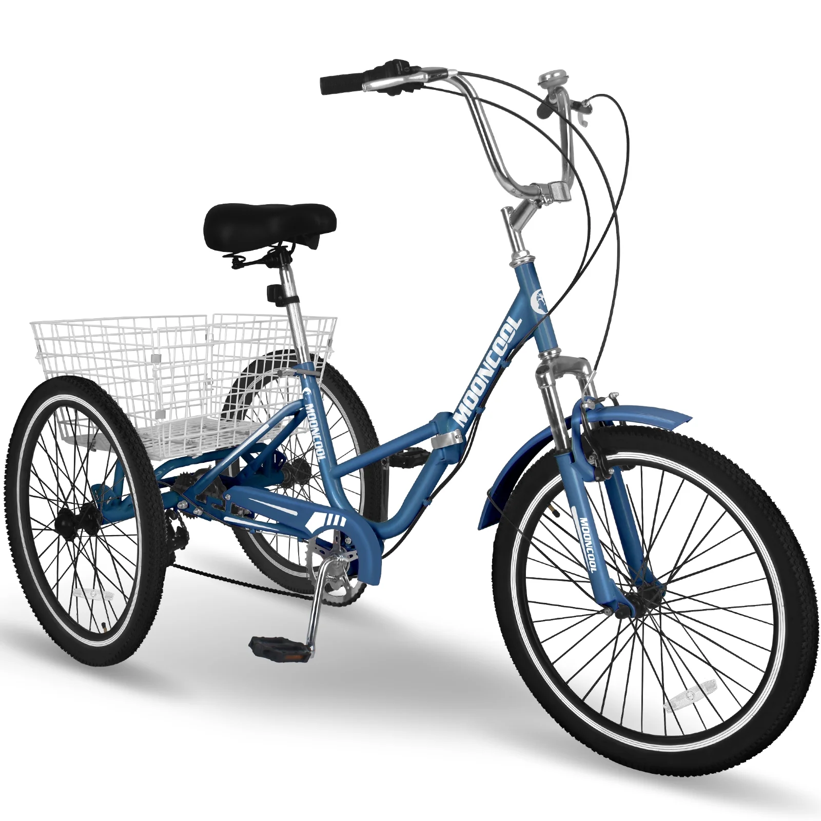 LILYPELLE 20" 3 Wheel Bike for Adults Folding Tricycle 7 Speed Adult Trike Low-Step Through for Seniors with 350lbs Load Capacity,Malachite Green