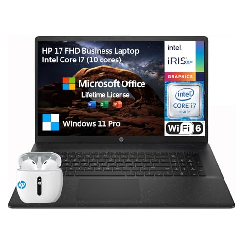 HP Newest 17 Laptop Computer, 17.3'' FHD Laptop PC, Intel Core i7(10 cores), Black