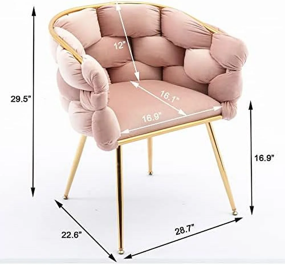 TJUNBOLIFE Velvet Accent Chair with Gold Legs - Stylish Cosmetic Chair for Desk  Living Room  or Bedroom - Silla de Acento or Silla Decorativa ()