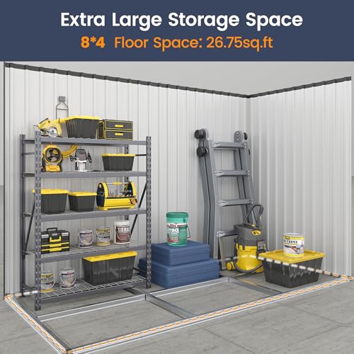 UDPATIO Outdoor Storage Shed 6 x 6 FT, Resin Garden Sheds with Floor Plastic Patio Outdoor Storage Shed with Lockable Door for Tool, Bike, Garbage Gray White