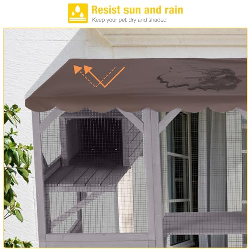 Aivituvin Catio Outdoor Cat Enclosure Window Large Cat Patio 3 Tiers with 6 Platforms and 2 Scratching Posts for Cats House 104" L