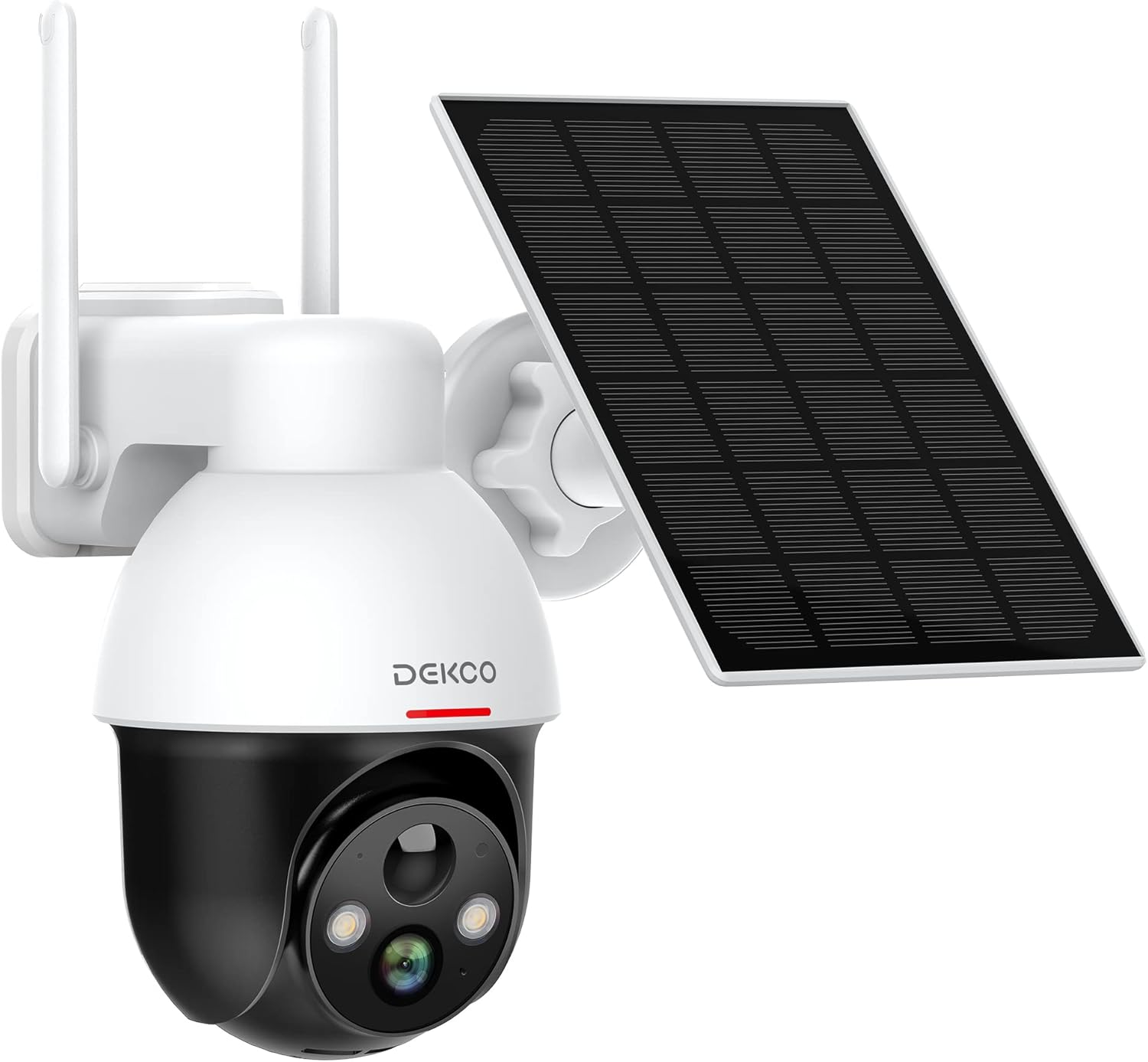 Solar Security Camera Wireless Outdoor, 2K Night Vision with Spotlight, Pan Tilt 360掳 View, 2.4Ghz WiFi, 2-Way Talk, Human Detection, Cloud/SD Video Surveillance - DEKCO DC9E