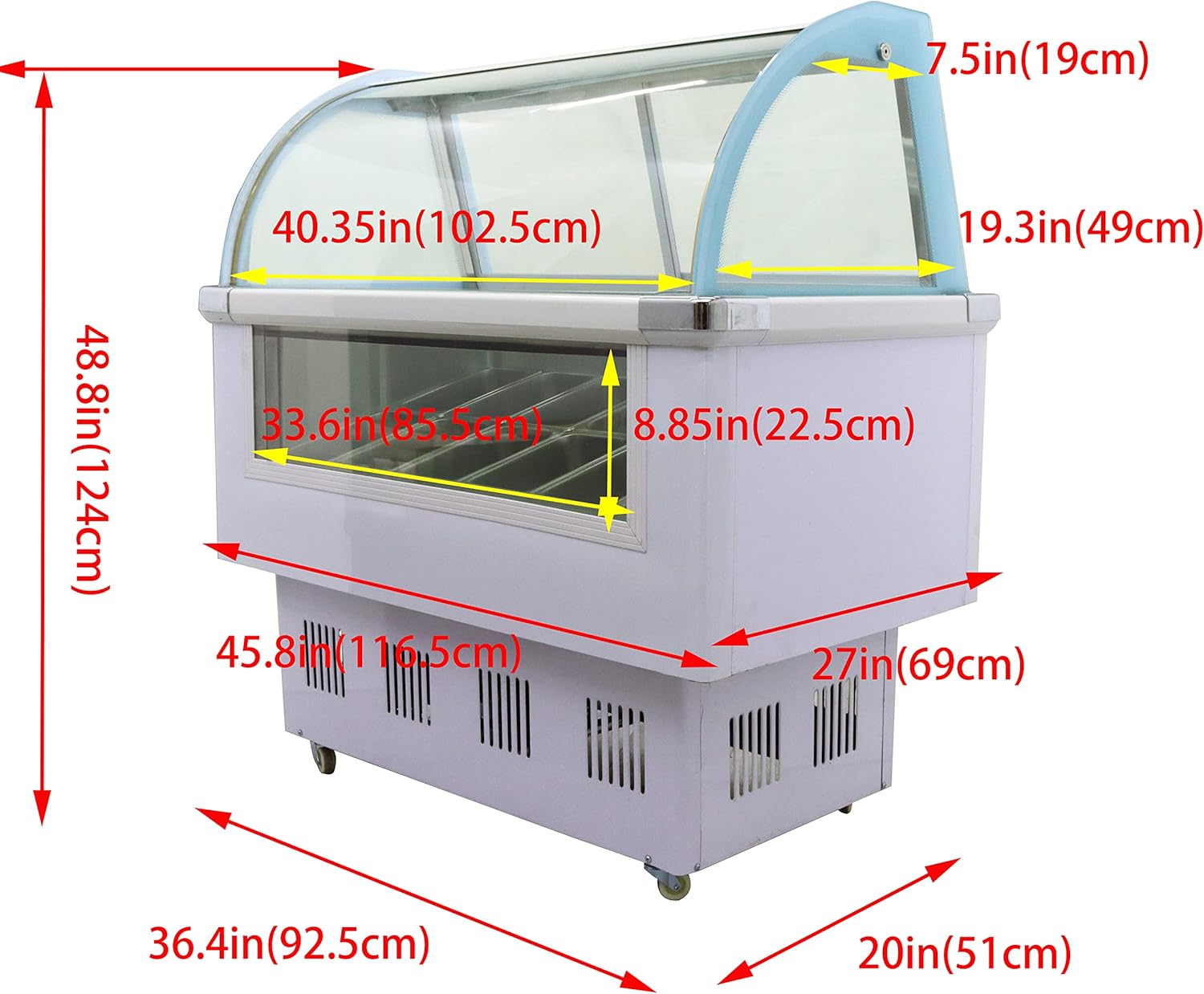 Commercial Hard Ice Cream Showcase Display Showcase 12 Pan Ice Cream Refrigerator Gelato Dipping Cabinet Freezer Display Case Hard Ice Cream Showcase 220V