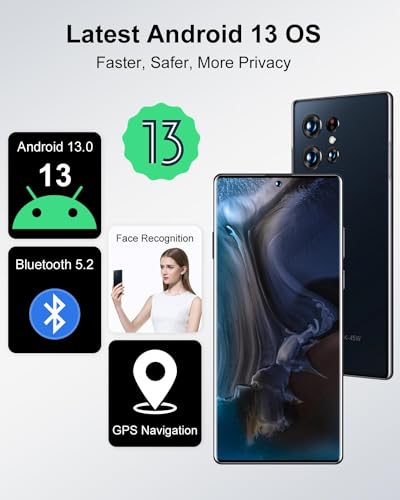 ExAchat C21 Ultra 5G Unlocked Cell Phone,Android 13 Smartphone, 6GB+256GB, 6.8" HD Display,Octa-Core CPU 6800mAh, 4AI Camera, Support Dual SIM/128GSD/GPS/Wi-Fi/Face/Fingerprint Unlock