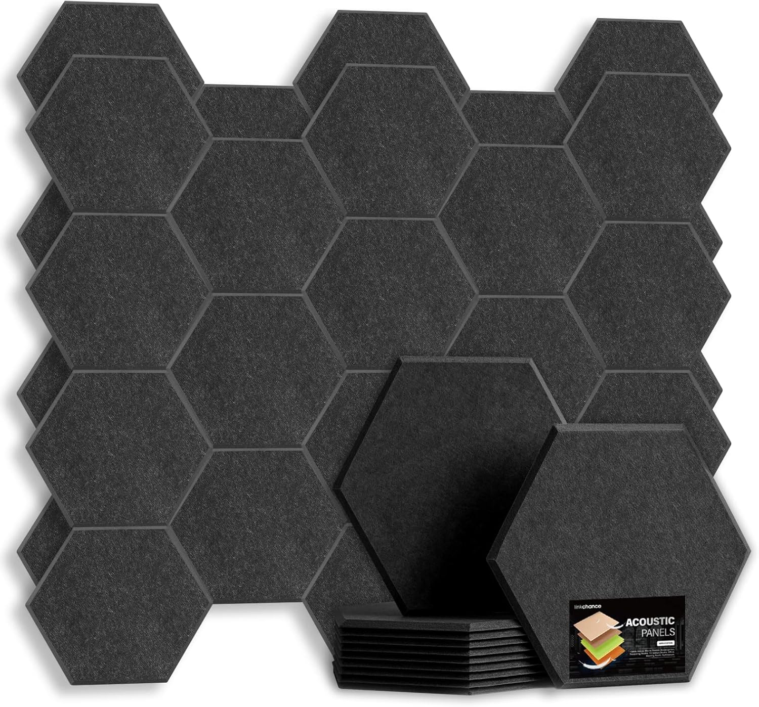 LINKCHANCE Acoustic Panels - Sound Absorbing Wall Panel - Decorative Sound Proof Dampening Wall Padding 14x 13x 0.4 Studio Recording Acoustical Treatments Panel (12 Pack, White) Pack of 2