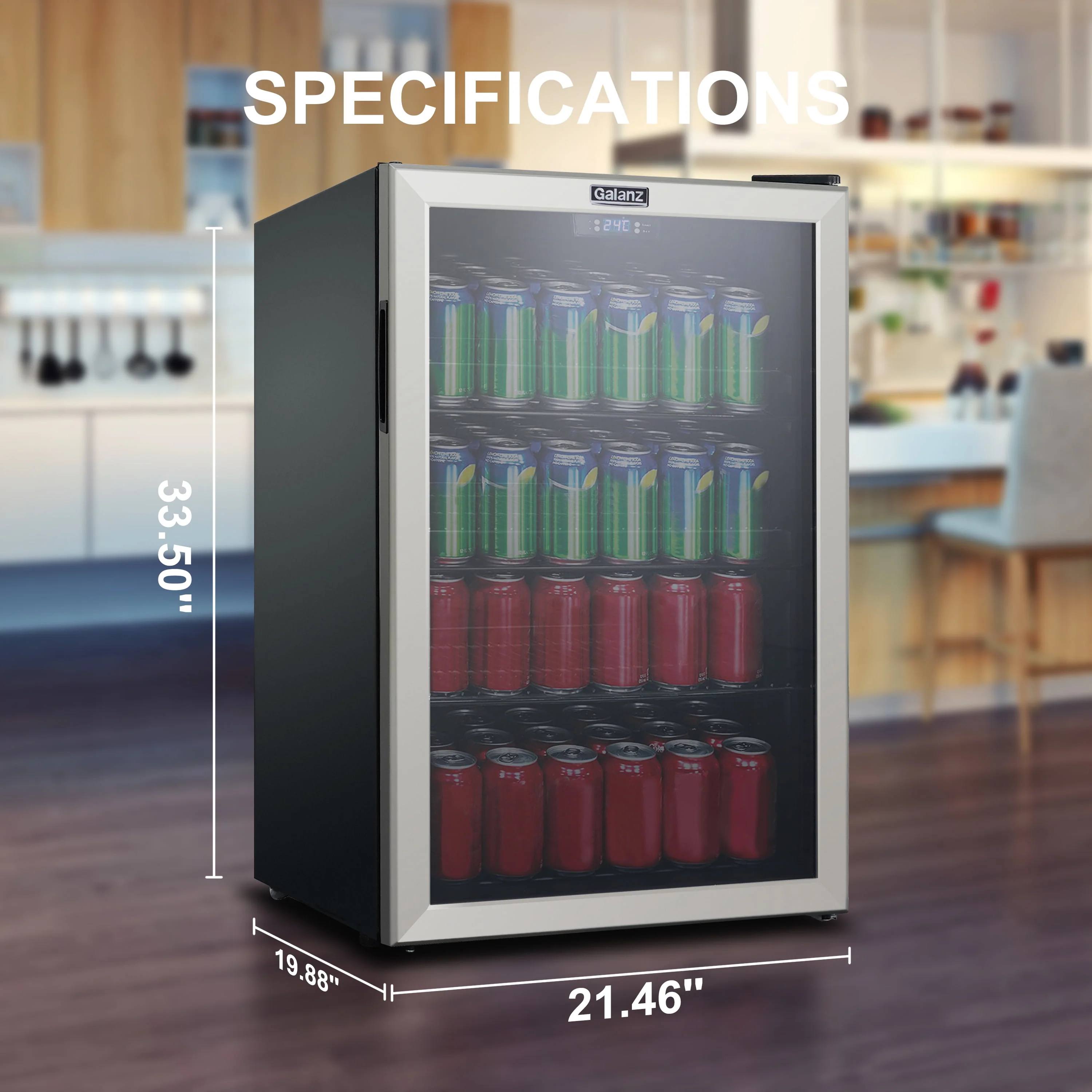 Galanz 4.5 Cu ft 152 Can Beverage Center Mini Fridge, Stainless Steel, New