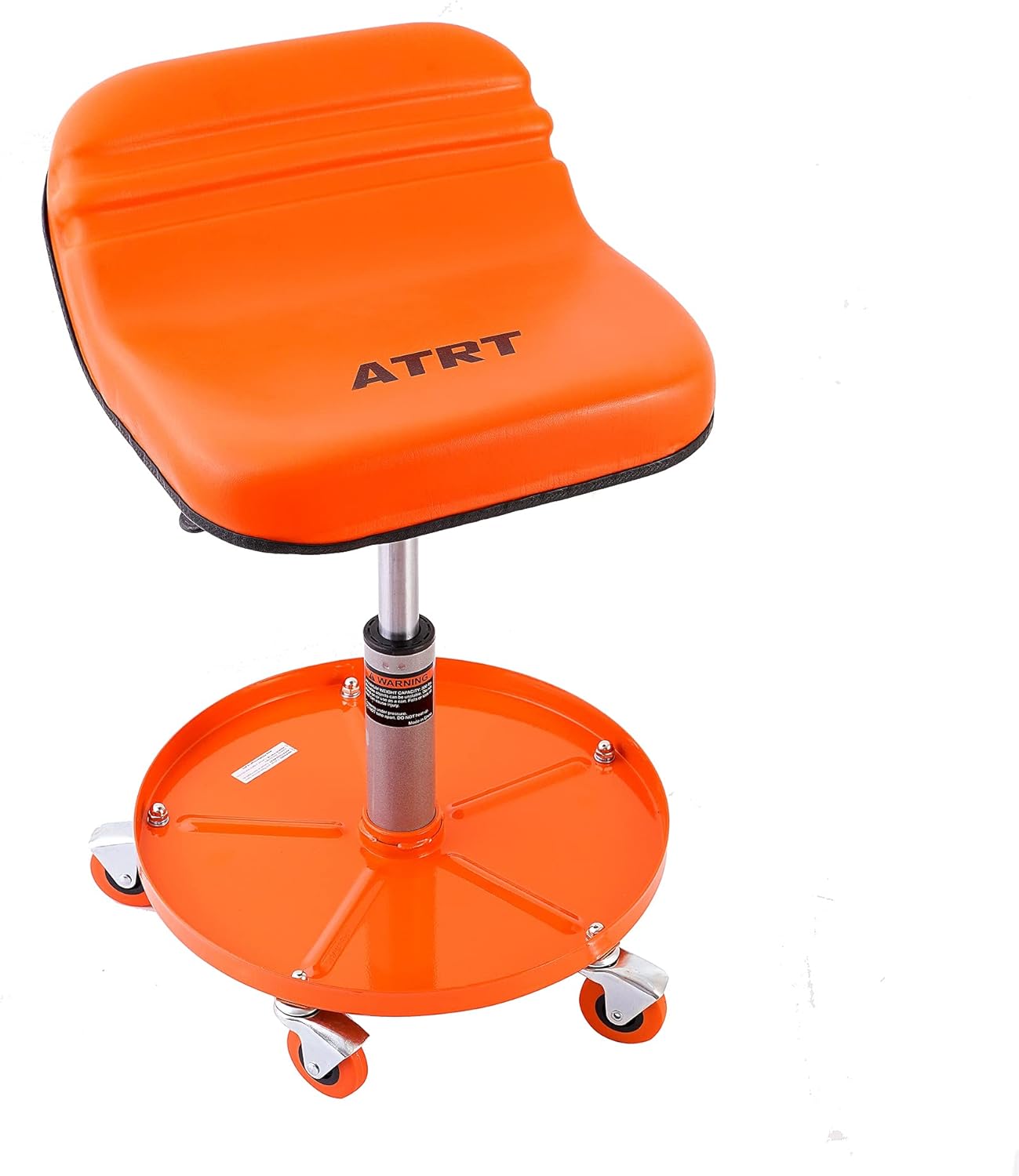 ATRT 300-LB Capacity Pneumatic Mechanic Roller Seat, Adjustable Rolling Stool, with 2.5-inch Heavy Duty Casters and Tool Tray, Orange