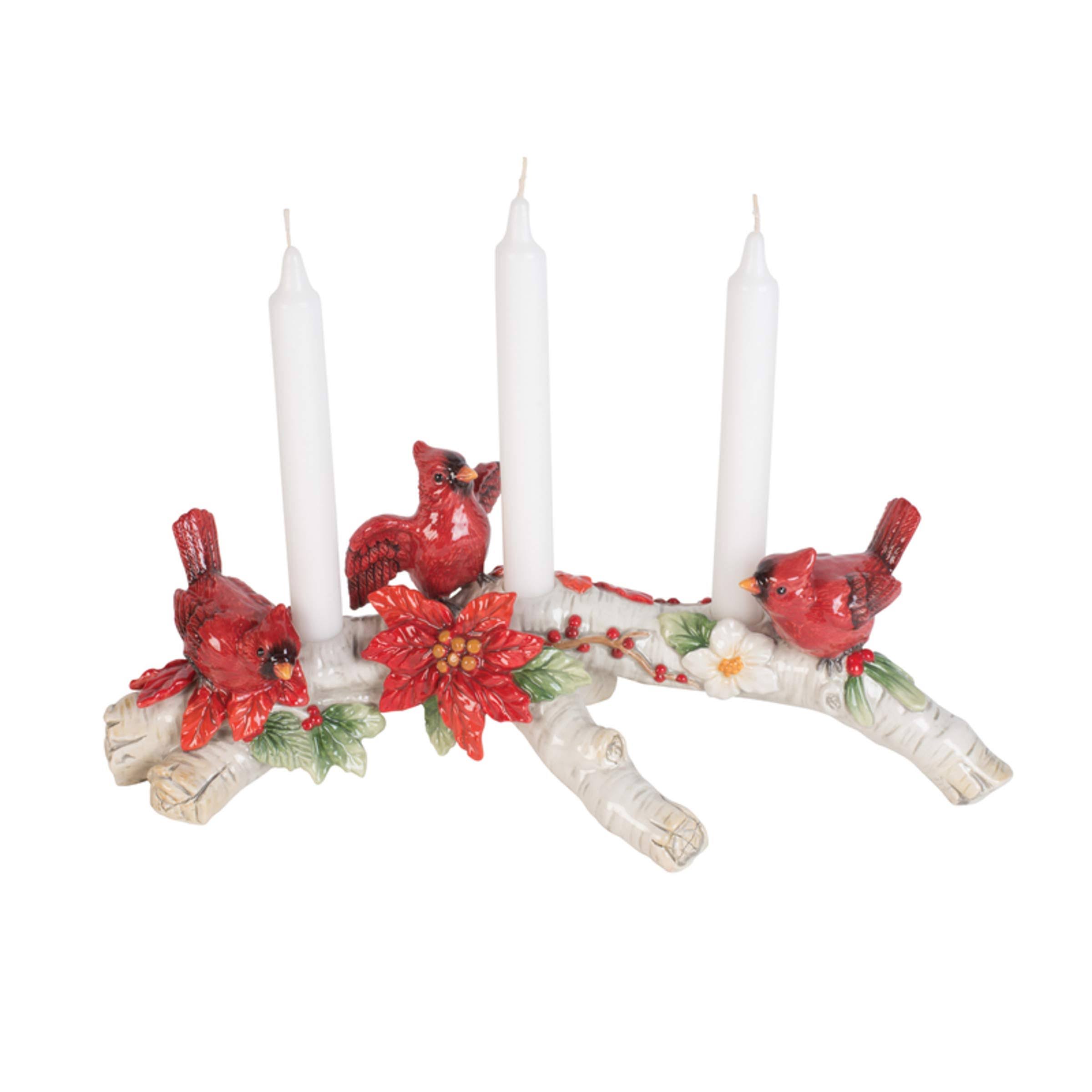 Fitz and Floyd Assorted Cardinal Christmas Candelabra