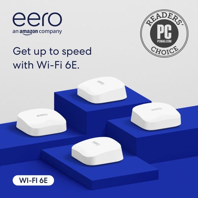 Amazon eero Pro 6E mesh wifi system - Supports internet plans up to 2.5 Gbps, Coverage up to 4,000 sq. ft., Connect 100+ devices, 2-pack