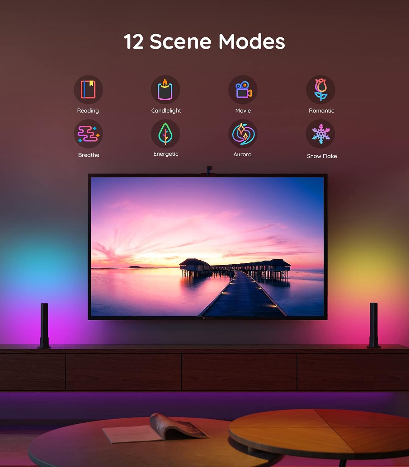 Govee Flow Pro LED Smart Light Bars, RGBIC Ambiance Backlights with Camera, Music Sync Kit Works with Alexa & Google Assistant, 12 Preset Modes LED Play Light Bar for 27-45 inch Gaming, PC, TV, Room Pack of 2