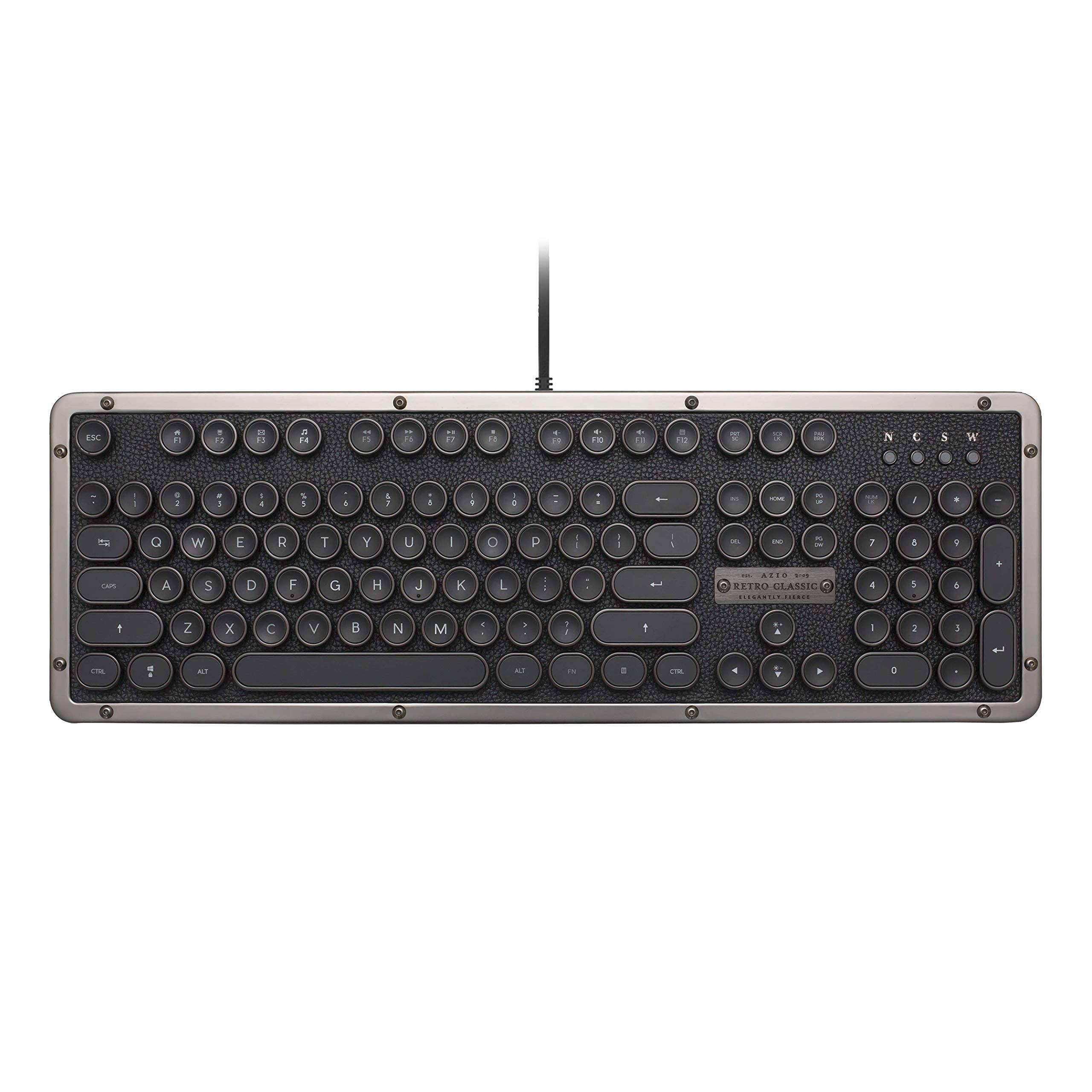 Azio Retro Classic USB (Gunmetal) - Luxury Vintage Backlit Mechanical Keyboard