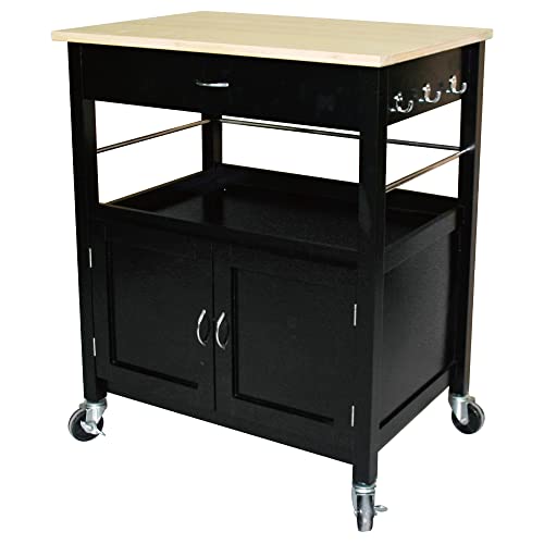 eHemco Kitchen Island Cart Natural Butcher Block Bamboo Top with White or Black Base