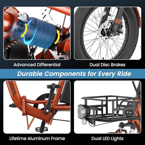 MOONCOOL Electric Tricycle for Adults, 500W/750W 48V 20" Folding Electric Trike Peak Power 1100W, 3 Wheels Electric Bicycle, Aluminum Frame Electric Tricycle with Large Basket and Removable Battery