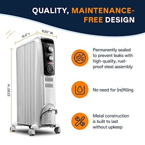 Delonghi Oil Filled 1500 Watts Convection Small To Medium Spaces space heater