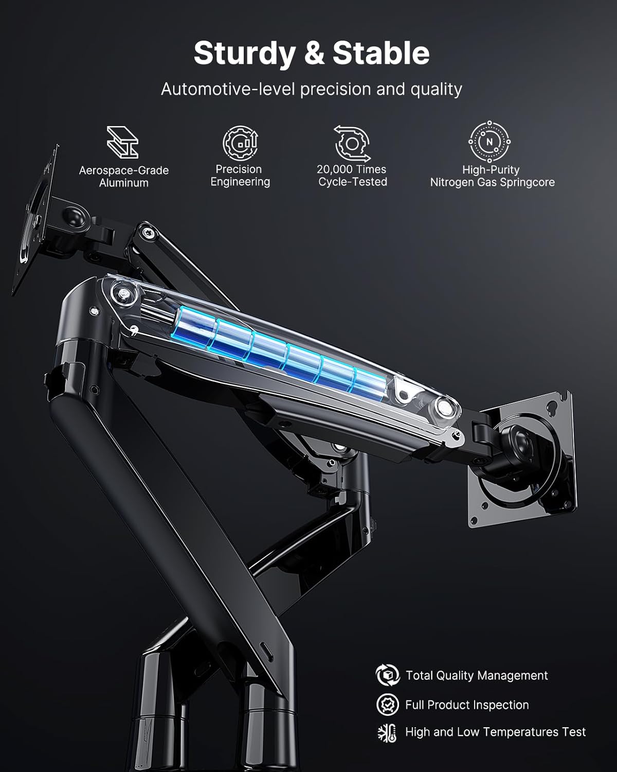 HUANUO Dual Monitor Stand for 13 to 35 inch, Premium Dual Monitor Mount with USB, Height Adjustable Monitor Stand for 2 Monitors, VESA Mount with Clamp/Grommet Base, Each Arm Hold up to 26.4lbs, Black