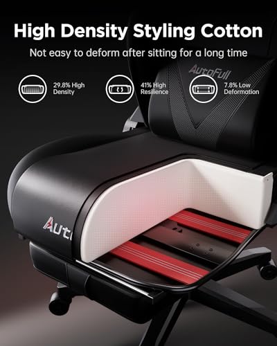 AutoFull C3 Gaming Chair Computer Chair with Ergonomic Wingless Cushion PU Leather Racing Style PC Chair with Footrest and Lumbar Support Pillow（Whirlwind）