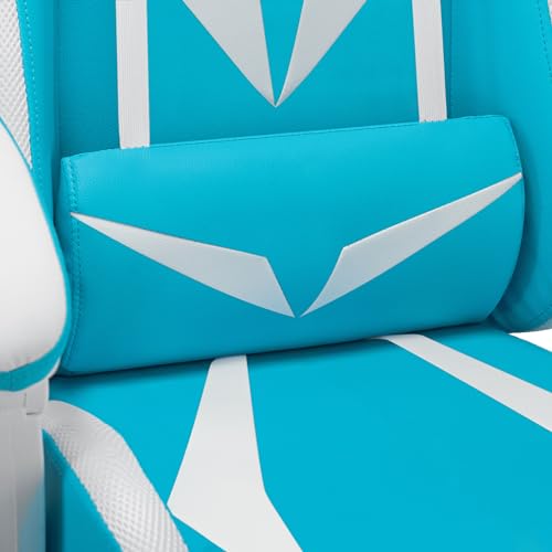 HOFFREE Gaming Chair Massage with Bluetooth Speakers and Led Lights Ergonomic Computer Gaming Chair with Footrest RGB Video Game Chair with High Back Lumbar Support Blue and Black