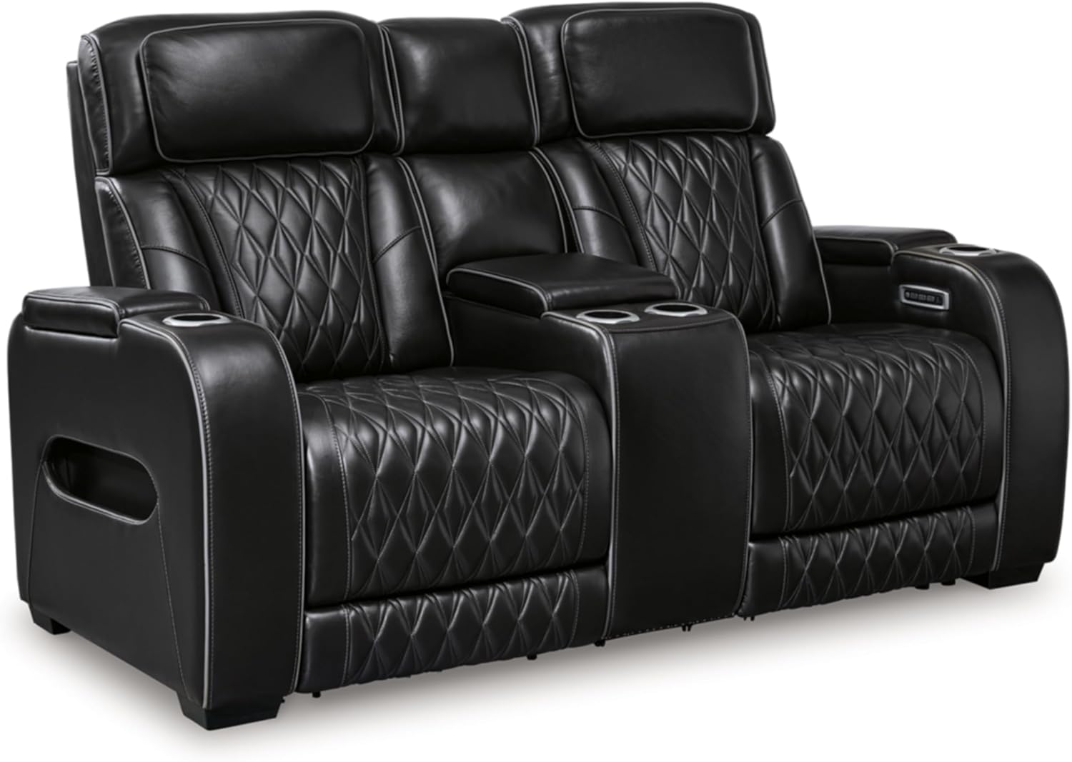 Signature Design by Ashley Boyington Power Reclining Loveseat with Console Love Seats, 75" W x 42" D x 44" H, Black