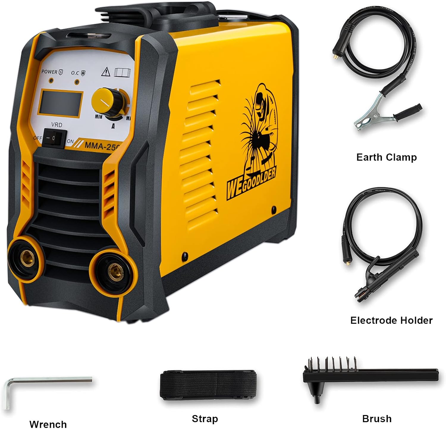 110V/220V Mini MMA Welder 200Amp ARC Stick Welding Machine IGBT Digital Display LCD Dual Voltage Welder with Electrode Holder Work Clamp Input Power Adapter Cable
