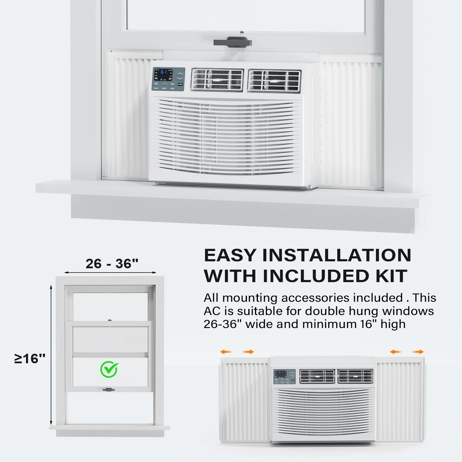 ROVSUN 8000 BTU Window Air Conditioner with Heat, Window AC Unit & Heater Combo with APP & Voice Smart Control, Timer Function & Easy Installation Kit, Work with Alexa/Google Assistant, 115V/60Hz