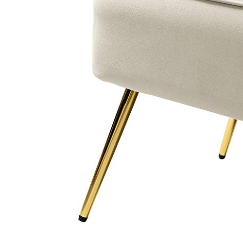 TINA'S HOME Contemporary Velvet Loveseat Sofa, Upholstered Loveseat Couch with Golden Metal Legs, Small Tufted 2-Seat Sofa Armless Love Seat for Living Room, Bedroom, Apartment Small Spaces, TAN