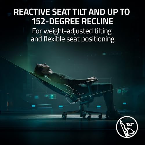 Razer Iskur V2 Gaming Chair: Adaptive Lumbar Support - Adjustable Lumbar Curve - High Density Foam Cushions - Reactive Seat Tilt &152-degree Recline - 4D Armrests - Synthetic Leather - Black