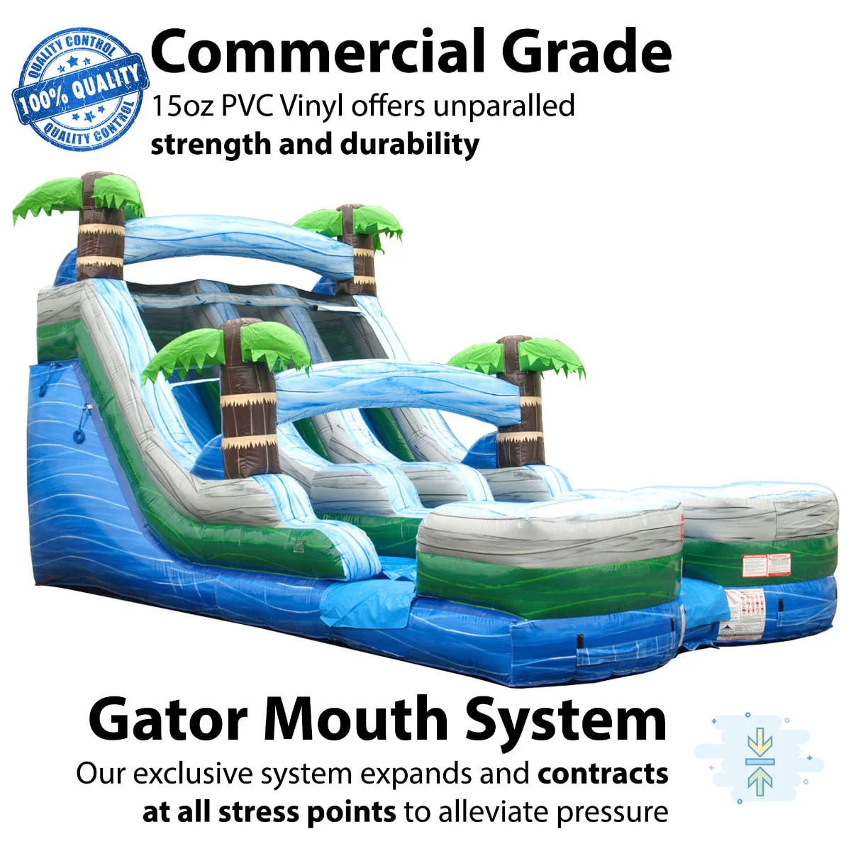 TentandTable Commercial Inflatable Water Slide, Rainbow Double Lane with Blower, 13'