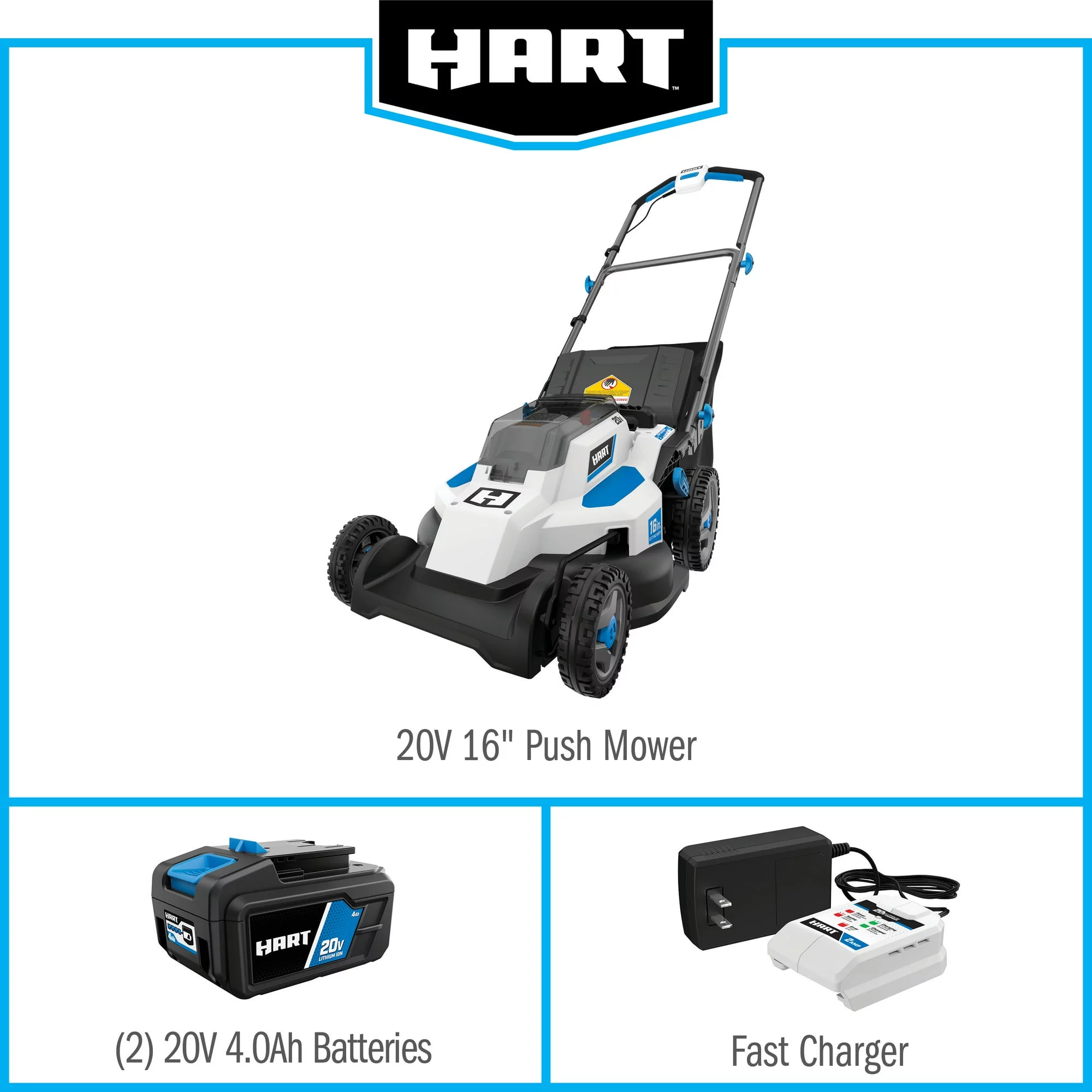 Restored HART 20-Volt 16-Inch Push Lawn Mower | Rear Bagger | Mower Only - Battery & Charger Not Included (Refurbished)