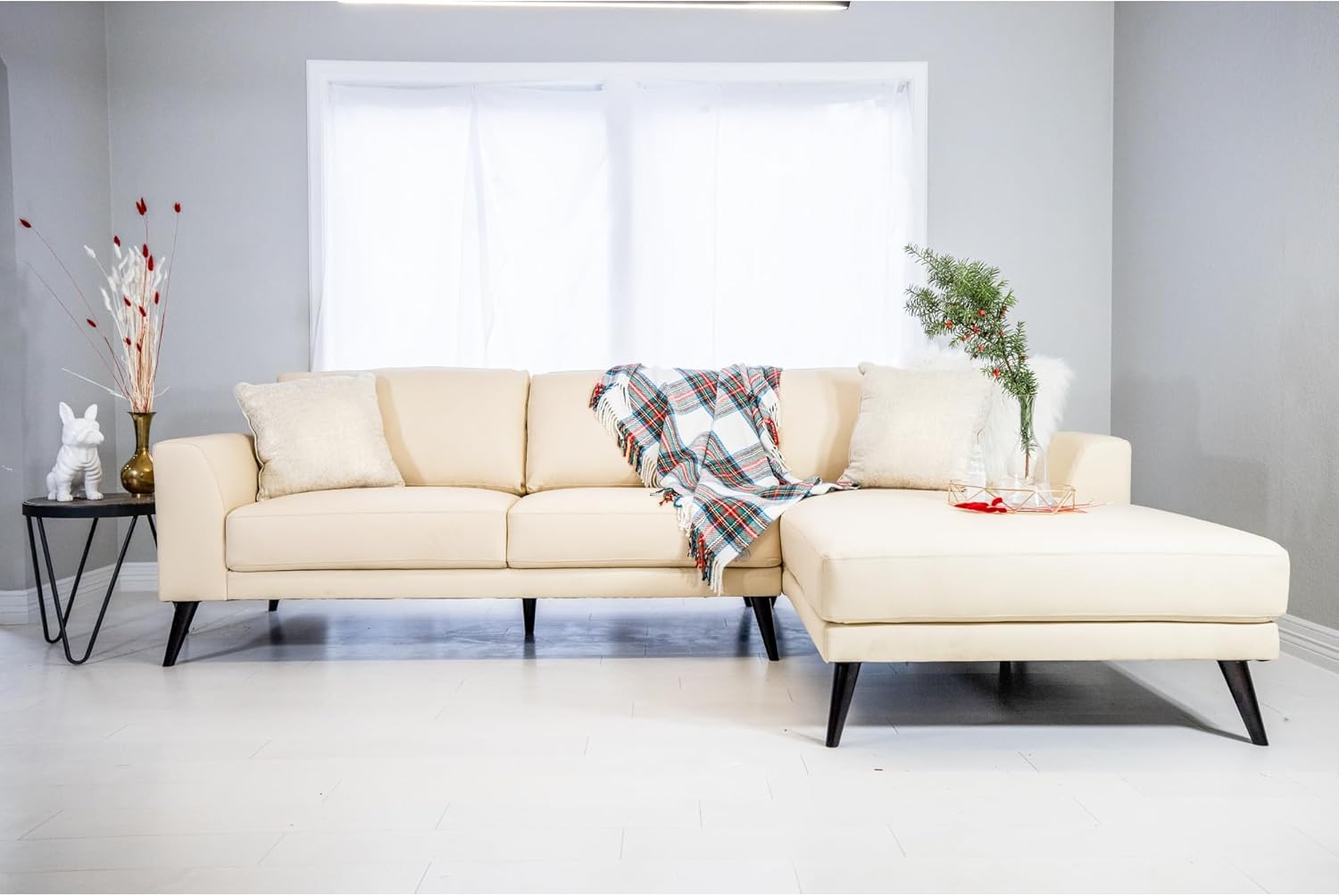 Alta Cream Top Grain Leather Right Facing Sectional
