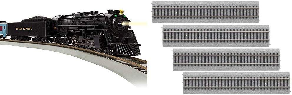 Lionel The Polar Express Electric HO Gauge, Model Train Set with Remote and Bluetooth + 4-Piece Straight Track Expansion