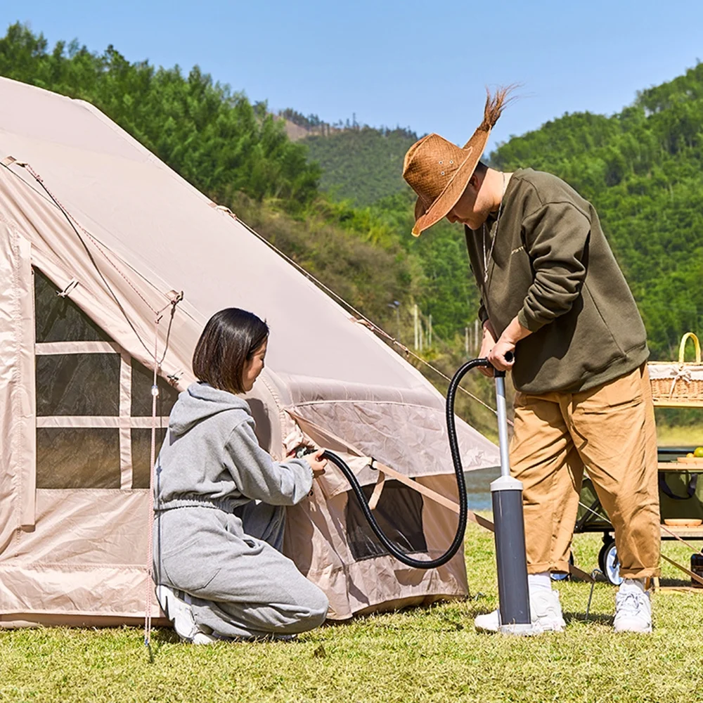 Inflatable Camping Tent with Pump, Glamping Tents, Easy Setup Waterproof Windproof Outdoor Blow Up Tent, 4 Season Oxford Cabin Tent Suitable for 3-8 people,L - Curated Treasures Market