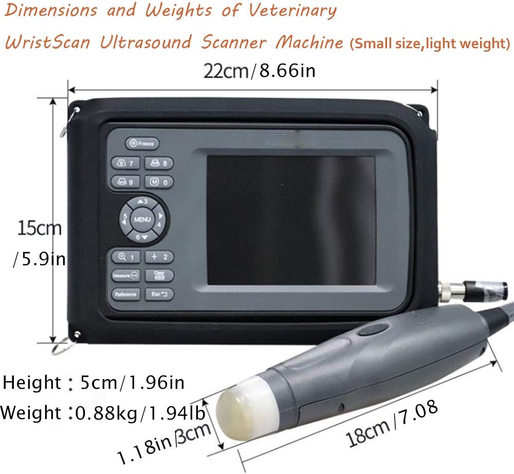 Carejoy Veterinary Ultrasound Machine for Pregnancy Handheld Portable Veterinary Machine Scanner with Rechargeable Battery and 3.5MHz Mechanical Sector Probe for Puppies,Cat,Pig Small Animals
